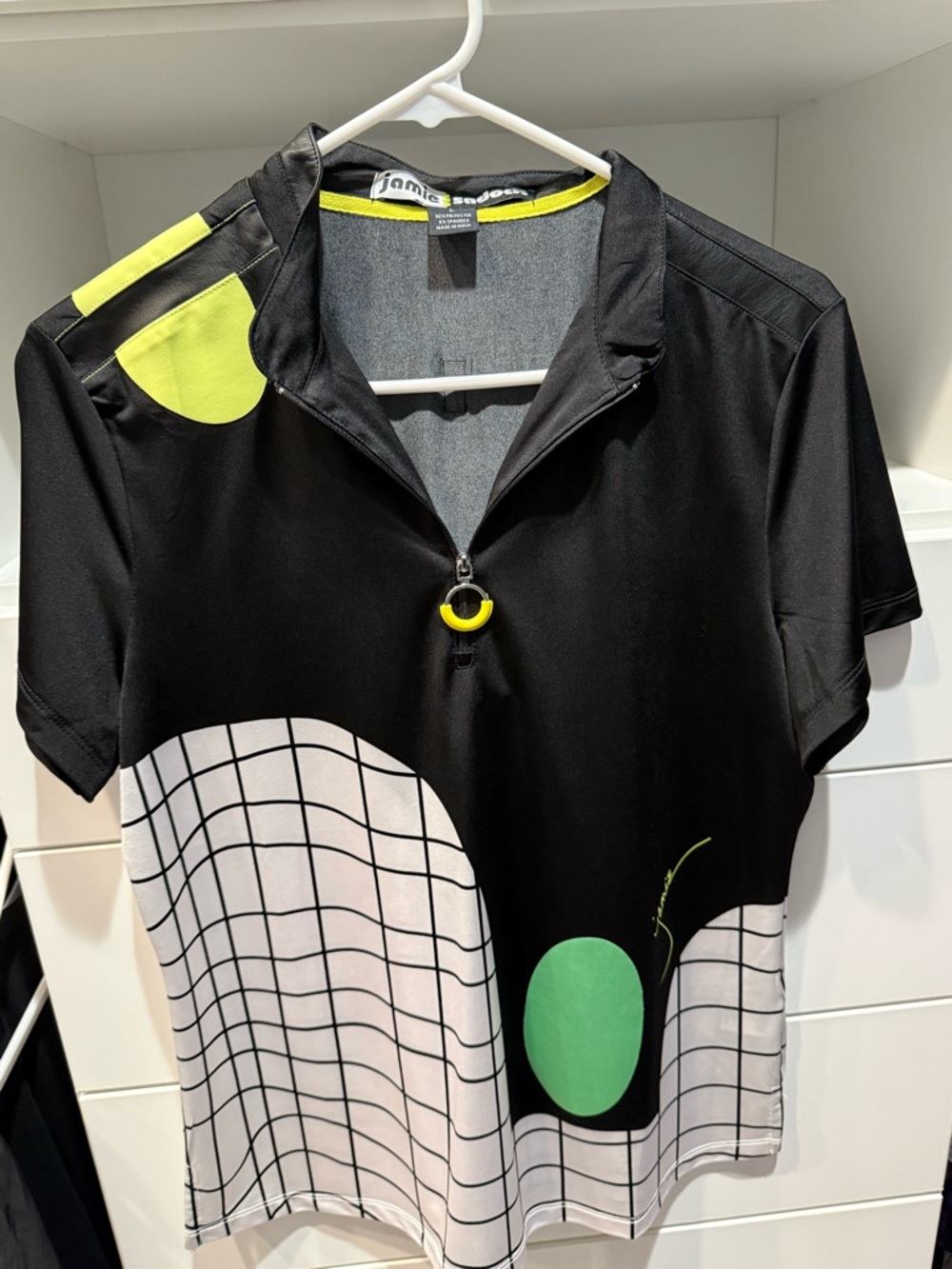 jamie sadock Black Polo with Lime Accent